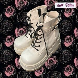 Punk Demonia Shaker-52 Platform Boots in White